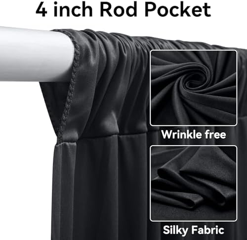 10ft x 40ft Black Ceiling Drapes for Wedding Parties, Wrinkle Free Thick Polyester 40ft Extra Long Wedding, alternate view 2