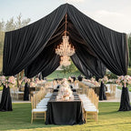10ft x 40ft Black Ceiling Drapes for Wedding Parties, Wrinkle Free Thick Polyester 40ft Extra Long Wedding, alternate view 4