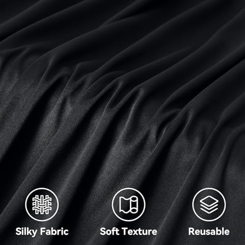 10ft x 40ft Black Ceiling Drapes for Wedding Parties, Wrinkle Free Thick Polyester 40ft Extra Long Wedding, alternate view 5