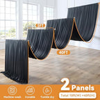 10ft x 40ft Black Ceiling Drapes for Wedding Parties, Wrinkle Free Thick Polyester 40ft Extra Long Wedding, alternate view 6