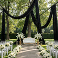 10FT x 50FT Black Ceiling Drapes for Halloween Party Decor in 60"W x 600"L (Pack of 2) in Black
