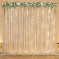 10ft x 7ft Champagne Chiffon Backdrop Curtain with Lights String for Parites Wedding Wrinkle Free Curtain Photo
