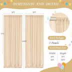 10ft x 7ft Champagne Chiffon Backdrop Curtain with Lights String for Parites Wedding Wrinkle Free Curtain Photo, alternate
