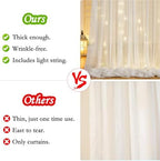 10ft x 7ft Cream White Chiffon Backdrop Curtain with Lights String for Parites Wedding Wrinkle Free Curtain, alternate view 5