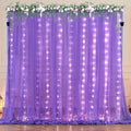 10ft x 7ft Purple Chiffon Backdrop Curtain with Lights String for Parites Wedding Wrinkle Free Curtain Photo
