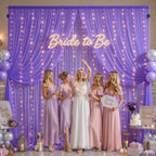 10ft x 7ft Purple Chiffon Backdrop Curtain with Lights String for Parites Wedding Wrinkle Free Curtain Photo, alternate view