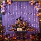 10ft x 7ft Purple Chiffon Backdrop Curtain with Lights String for Parites Wedding Wrinkle Free Curtain Photo, alternate view