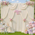 10ft x 8ft Beige Backdrop Curtains, Cream Beige Drapes for Backdrop Draping Fabric Wedding Birthday Party Baby