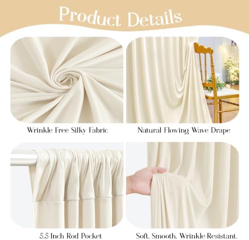 10ft x 8ft Beige Backdrop Curtains, Cream Beige Drapes for Backdrop Draping Fabric Wedding Birthday Party Baby, alternate