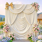 10ft x 8ft Beige Backdrop Curtains, Cream Beige Drapes for Backdrop Draping Fabric Wedding Birthday Party Baby, alternate
