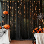 10ft x 8ft Black Backdrop Curtain with Lights String for Parties, Sheer Tulle Wedding Photo Backdrops Drapes for, alternate
