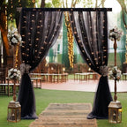 10ft x 8ft Black Backdrop Curtain with Lights String for Parties, Sheer Tulle Wedding Photo Backdrops Drapes for, alternate