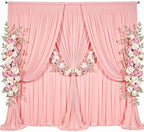 10ft x 8ft Blush Pink Backdrop Curtains, Wrinkle Free Fabric Drapes for Backdrop, Blush Pink Photo Backdrop