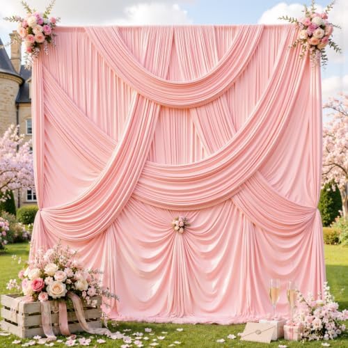 10ft x 8ft Blush Pink Backdrop Curtains, Wrinkle Free Fabric Drapes for Backdrop, Blush Pink Photo Backdrop, alternate view 3