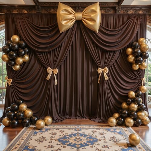 10ft x 8ft Brown Backdrop Curtains, Brown Drapes for Backdrop Draping Fabric Wedding Birthday Party Baby Bridal, alternate