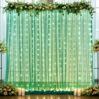 10ft x 8ft Hunter Green Tulle Photo Backdrop Curtain with Lights String for Christmas Party Sheer Curtain