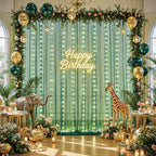 10ft x 8ft Hunter Green Tulle Photo Backdrop Curtain with Lights String for Christmas Party Sheer Curtain, alternate view 2