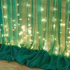10ft x 8ft Hunter Green Tulle Photo Backdrop Curtain with Lights String for Christmas Party Sheer Curtain, alternate view 7