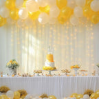 10ft x 8ft Ivory Backdrop Curtain with Lights String for Parties, Sheer Tulle Wedding Photo Backdrops Drapes for, alternate