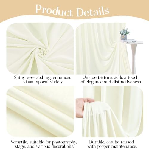 10ft x 8ft Ivory Backdrop Curtains, Ivory Cream Drapes for Backdrop Wedding Birthday Party Baby Bridal Shower, alternate view