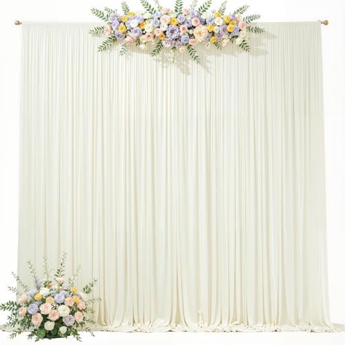 10ft x 8ft Ivory Backdrop Curtains, Ivory Cream Drapes for Backdrop Wedding Birthday Party Baby Bridal Shower, alternate view