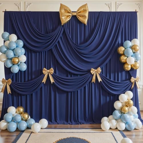 10ft x 8ft Navy Blue Backdrop Curtains, Navy Blue Drapes for Backdrop Wedding Birthday Party Baby Bridal Shower, alternate