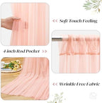 10ft x 8ft Peach Backdrop Curtain with Lights String for Parties, Sheer Tulle Wedding Photo Backdrops Drapes for, alternate