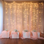 10ft x 8ft Peach Backdrop Curtain with Lights String for Parties, Sheer Tulle Wedding Photo Backdrops Drapes for, alternate