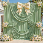 10ft x 8ft Sage Green Backdrop Curtains, Sage Green Drapes for Backdrop Wedding Birthday Party Baby Bridal
