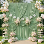 10ft x 8ft Sage Green Backdrop Curtains, Sage Green Drapes for Backdrop Wedding Birthday Party Baby Bridal, alternate view 5