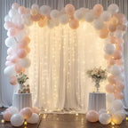 10ft x 8ft White Backdrop Curtains with Lights String for Parties, Sheer Tulle Wedding Photo Backdrops Drapes, alternate view