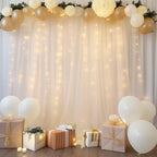 10ft x 8ft White Backdrop Curtains with Lights String for Parties, Sheer Tulle Wedding Photo Backdrops Drapes, alternate view