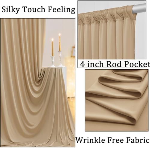10ft x 8ft Wrinkle Free Champagne Backdrop Curtains for Parties, Thick Fabric Photo Backdrop Drapes for Weddings, alternate