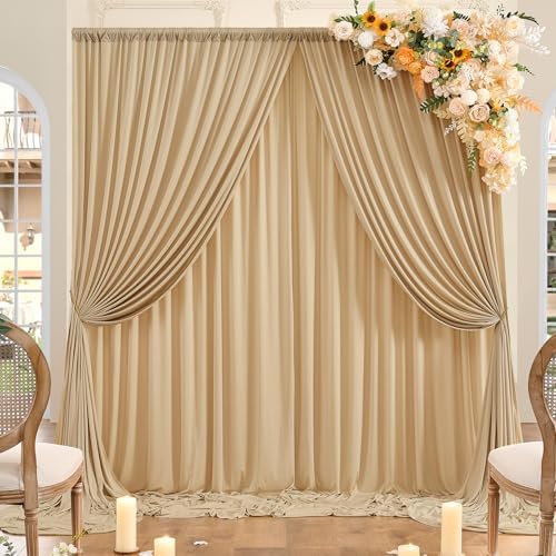 10ft x 8ft Wrinkle Free Champagne Backdrop Curtains for Parties, Thick Fabric Photo Backdrop Drapes for Weddings, alternate