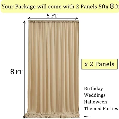 10ft x 8ft Wrinkle Free Champagne Backdrop Curtains for Parties, Thick Fabric Photo Backdrop Drapes for Weddings, alternate