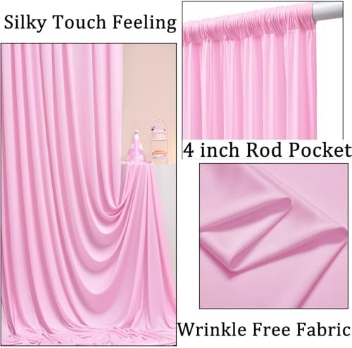 10ft x 8ft Wrinkle Free Pink Backdrop Curtain Drapes, Thick Polyester Baby Pink Backdrop for Girls Birthday, alternate view 2