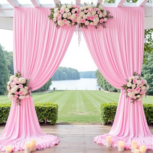 10ft x 8ft Wrinkle Free Pink Backdrop Curtain Drapes, Thick Polyester Baby Pink Backdrop for Girls Birthday, alternate view 3