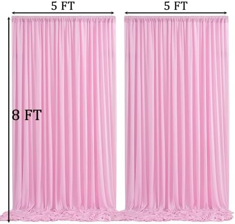 10ft x 8ft Wrinkle Free Pink Backdrop Curtain Drapes, Thick Polyester Baby Pink Backdrop for Girls Birthday, alternate view 6