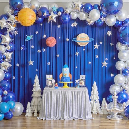 10ft x 8ft Wrinkle Free Royal Blue Backdrop Curtains for Parties, Polyester Photography Backdrop Drapes Back, alternate view