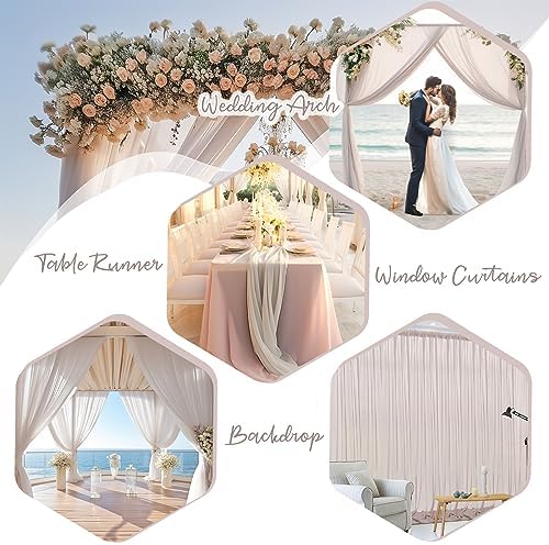 10ftx10ft Taupe Chiffon Sheer Backdrop Curtains, Wrinkle-Free Wedding Backdrop Drapes for Birthday Party, alternate view 2