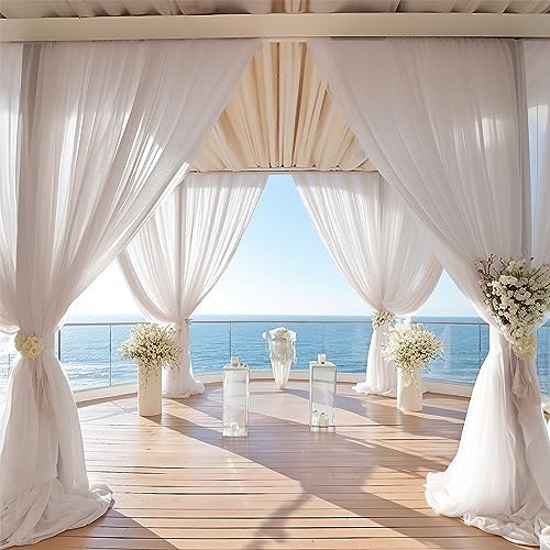 10ftx10ft Taupe Chiffon Sheer Backdrop Curtains, Wrinkle-Free Wedding Backdrop Drapes for Birthday Party, alternate view 5