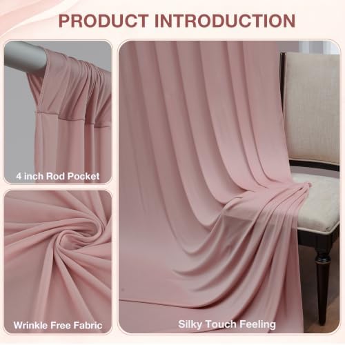 10ftx10ft Wrinkle Free Dusty Pink Backdrop Curtains for Parties, Silky Polyester Photo Backdrop Drapes 2 Panels, alternate