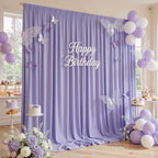 10ftx10ft Wrinkle Free Lavender Backdrop Curtain for Parties, Polyester Photo Backdrop Drapes Purple 2 Panels, alternate view