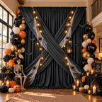 10ftx12 ft Wrinkle Free Black Backdrop Curtain for Wedding Parties,2 Panels 5x12 ft Long Silky Polyester Photo