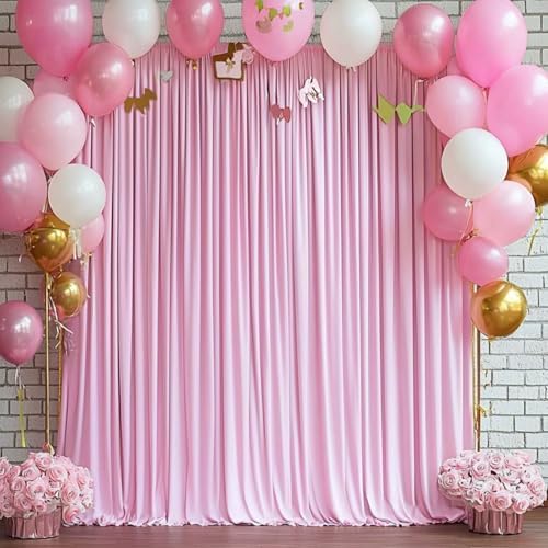 10FTx12FT Baby Pink Backdrop Curtains for Weddings, Birthdays and Photos in W5' x H12'(2 panels) in Baby Pink