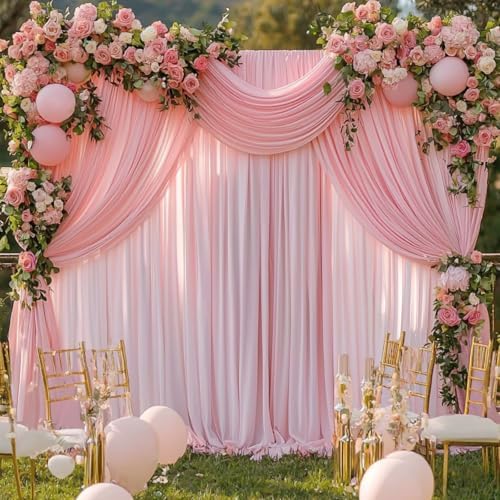 10FTx12FT Baby Pink Backdrop Curtains for Weddings, Birthdays and Photos in W5' x H12'(2 panels) in Baby Pink, alternate view