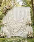 10ftx12ft Beige Backdrop Curtain for Wedding & All Parties in W5' x H12'(2 panels) in Beige