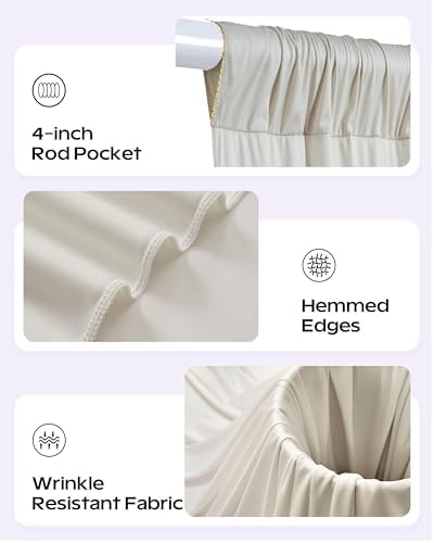10ftx12ft Beige Backdrop Curtain for Wedding & All Parties in W5' x H12'(2 panels) in Beige, alternate view 4