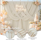 10FTx12FT Beige Backdrop Curtains for Weddings, Birthdays and Photography in W5' x H12'(2 panels) in Beige, alternate view 6