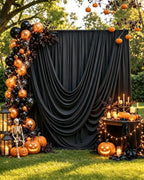 10ftx12ft Black Backdrop Curtain for Wedding & Halloween Parties in W5' x H12'(2 panels) in Black